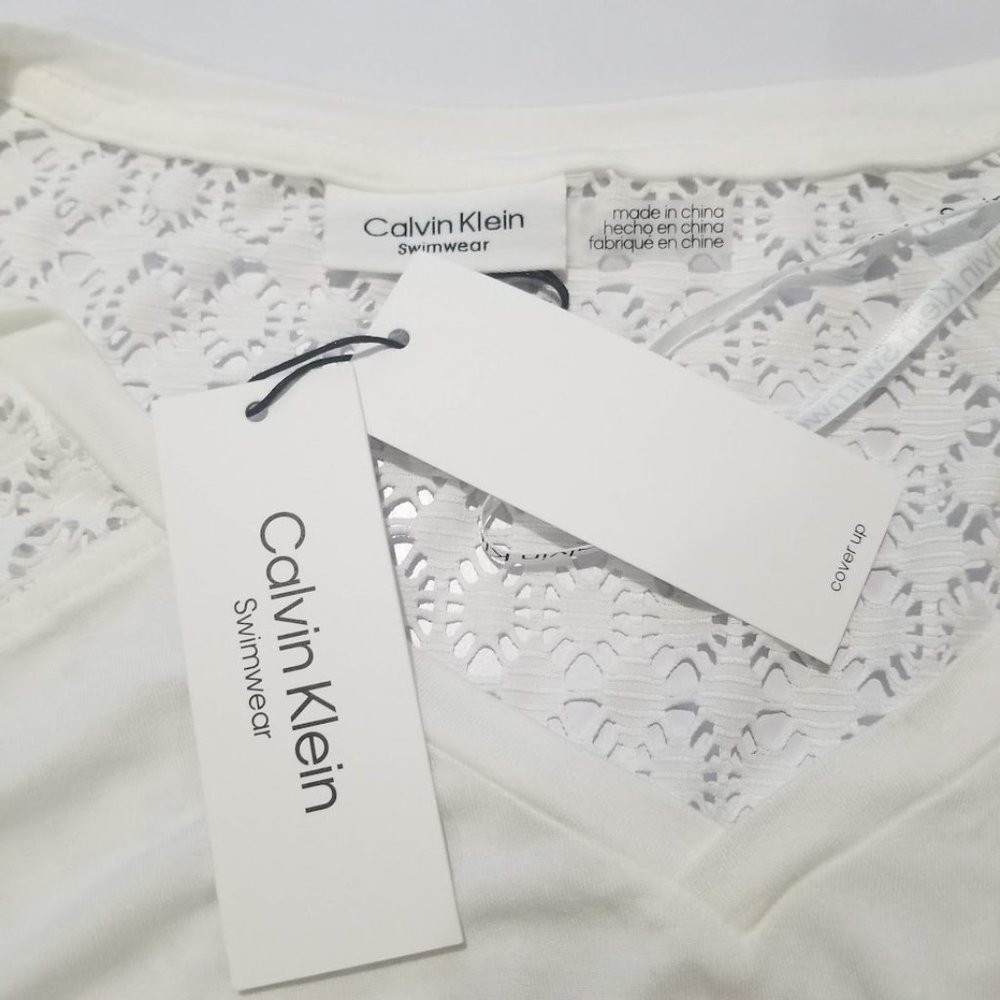Calvin Klein Crochet-Shoulder Tunic Cover Up Size L/XL - Picture 10 of 14